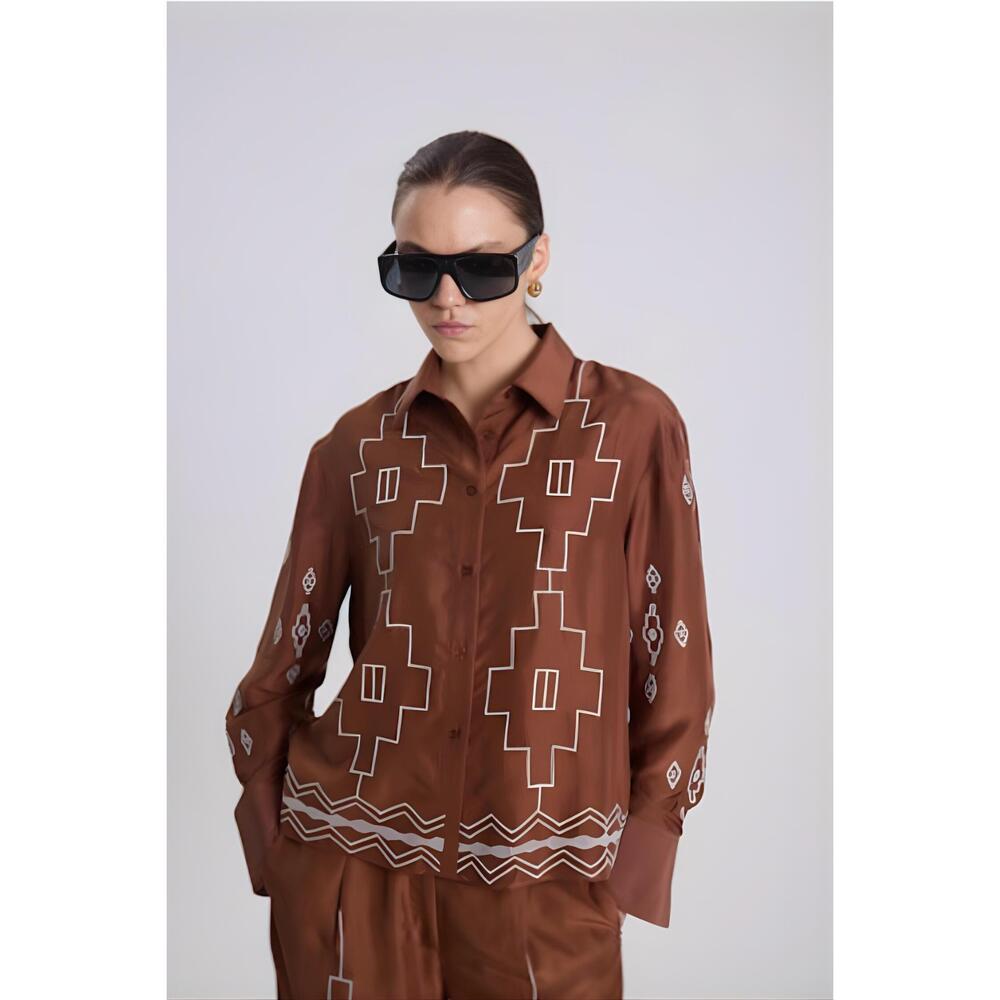 NEW MARIA CHER mile hile stella shirt in tobacco